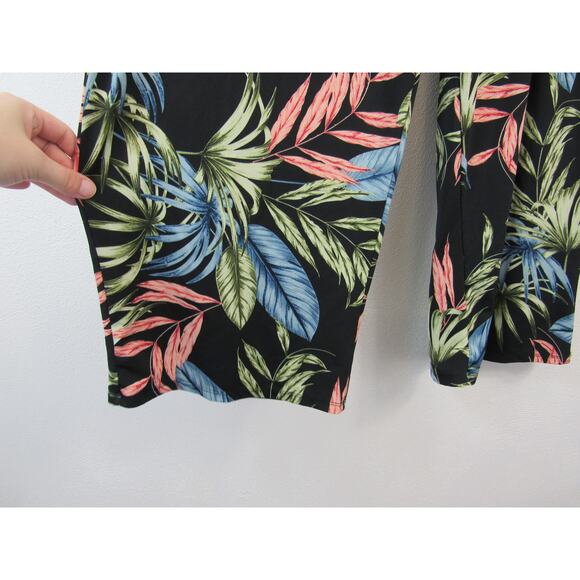 Philosophy XL Black Floral Flowy Pants Pull On Pants Wide Leg Pink Green Blue - Picture 3 of 5